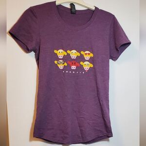 X-Small Ladies Anvil Purple Cow Emoji Graphic T-Shirt